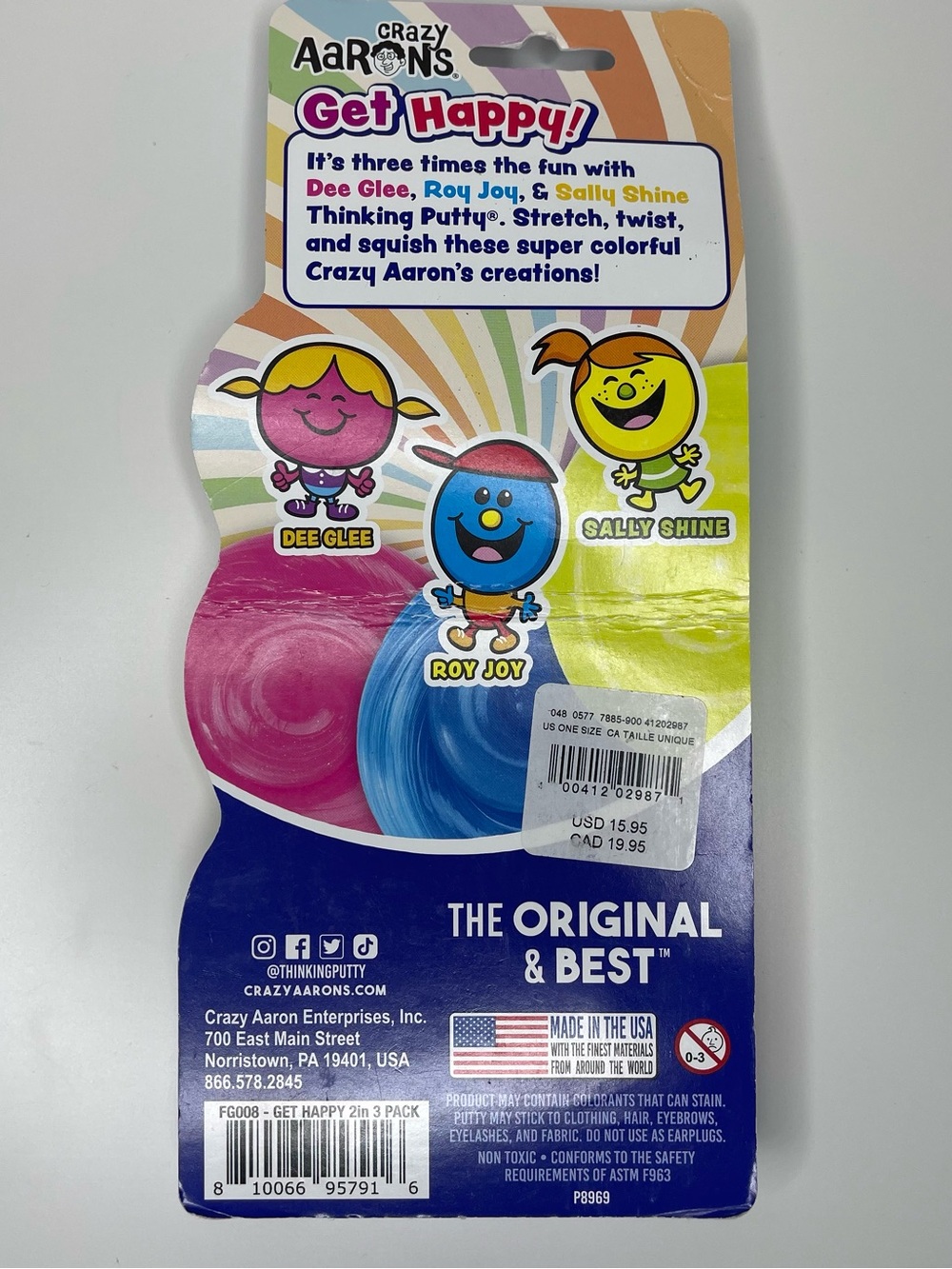 Crazy Aaron’s Get Happy Thinking Putty Trio: Roy Joy, Sally Shine & Dee Glee NEW - Picture 2 of 2
